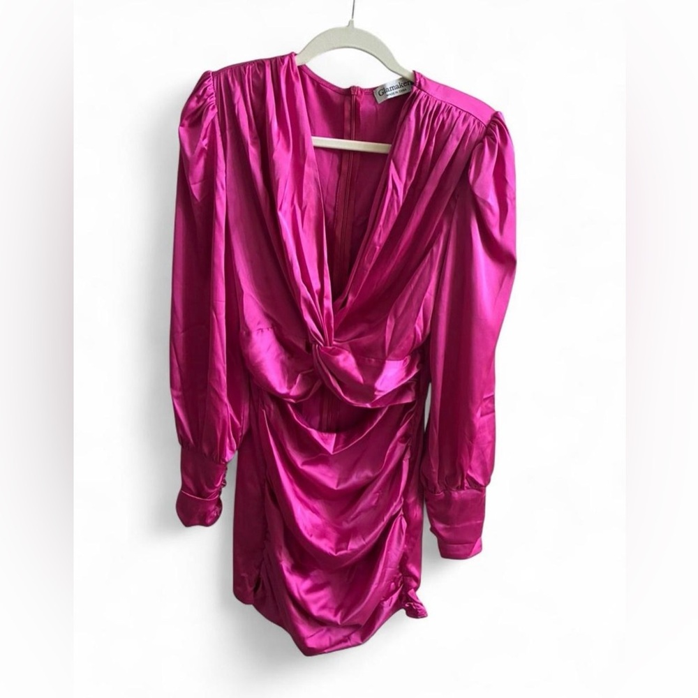 Vibrant Pink Draped Dress - Picture 5 of 6